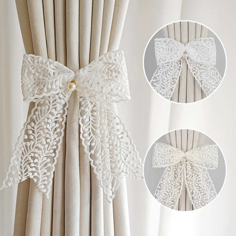 Xt Home Textiles - 2PCS Curtain Tieback Clip Lace Bow-knot
