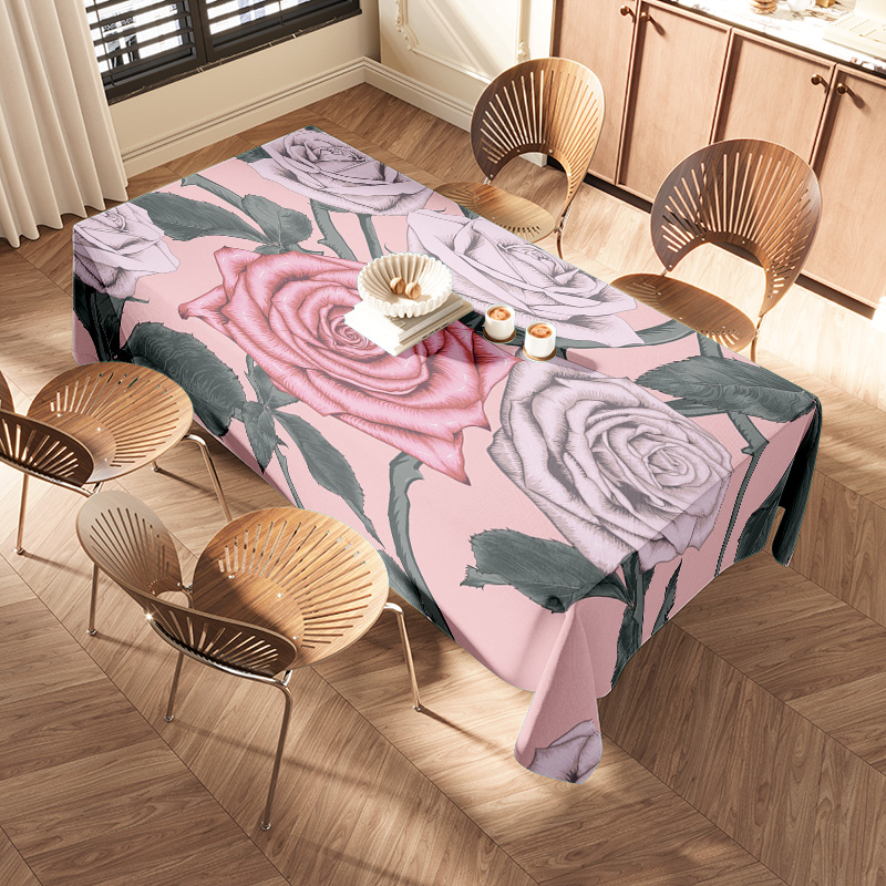 Pink Floral Tablecloth with Pi - Home Textiles Com 评论和价格