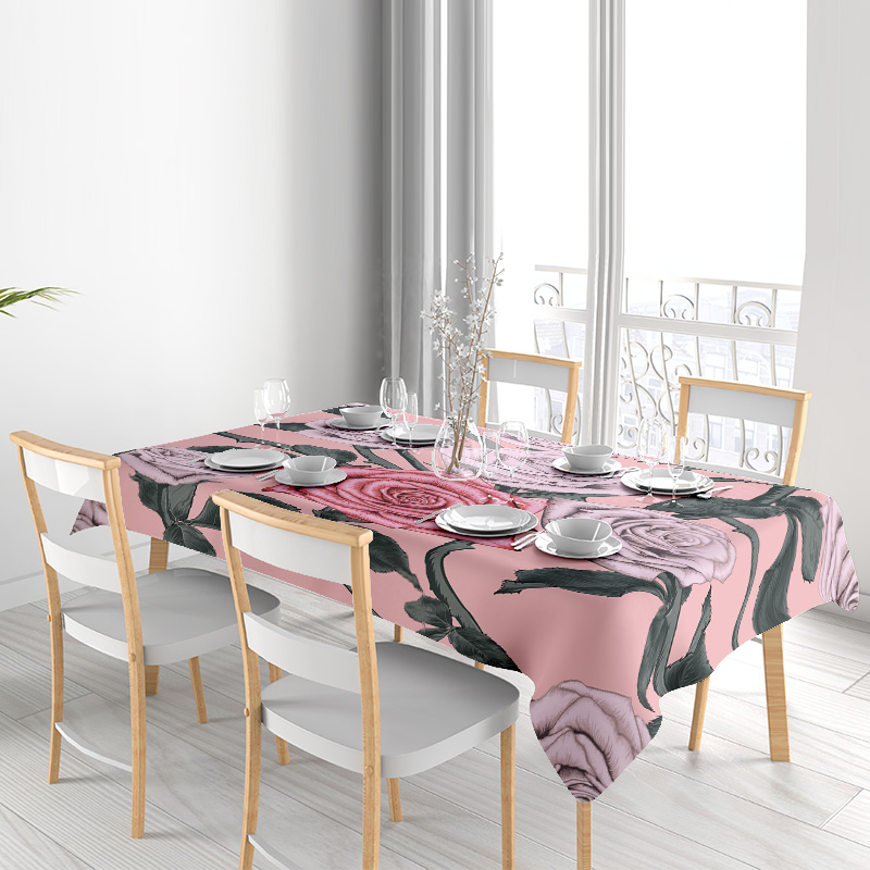 Pink Floral Tablecloth with Pi - Home Textiles Com 评论和价格