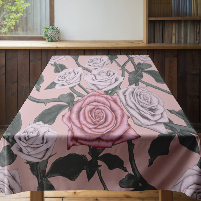 Pink Floral Tablecloth with Pi - Home Textiles Com 评论和价格