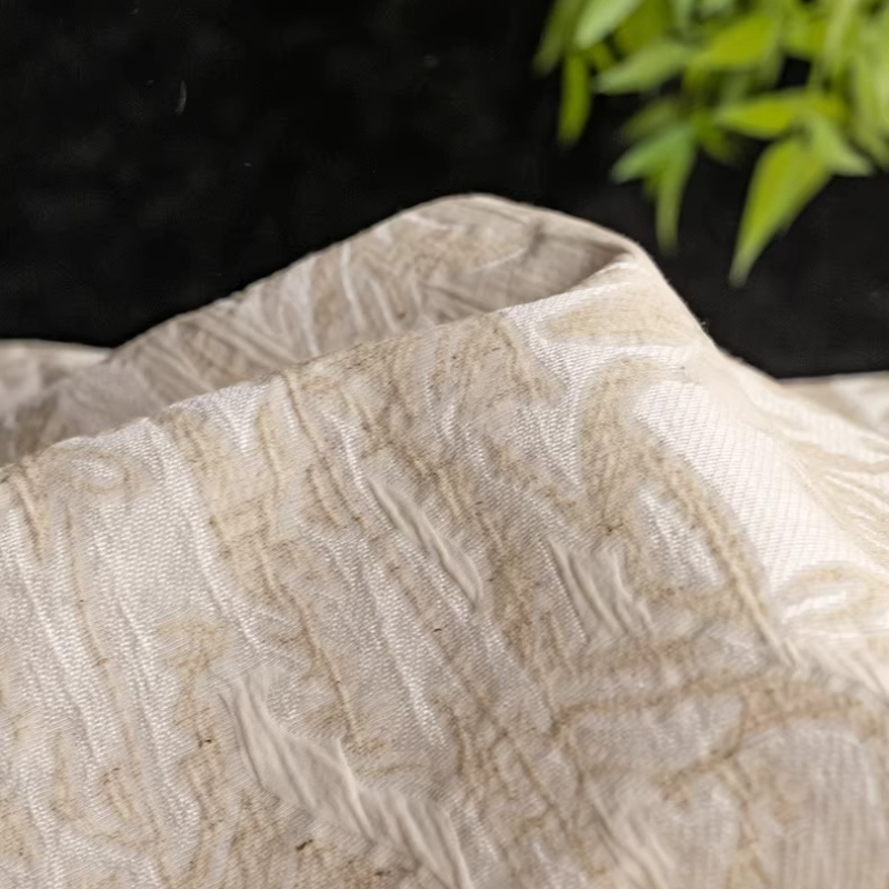 Beige Linen Jacquard Fabric Fl - Home Textiles Design 评论和价格