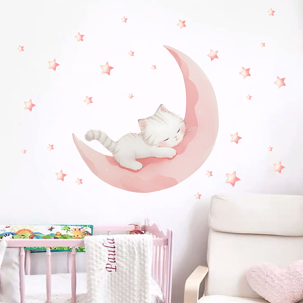 Cartoon Pink Moon Cute Cat Sle - Xt Home Textiles 评论和价格