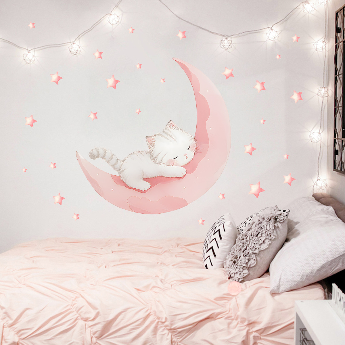Cartoon Pink Moon Cute Cat Sle - Xt Home Textiles 评论和价格