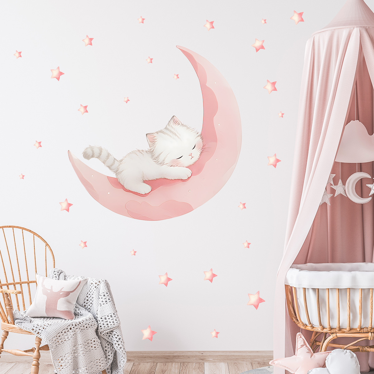 Cartoon Pink Moon Cute Cat Sle - Xt Home Textiles 评论和价格