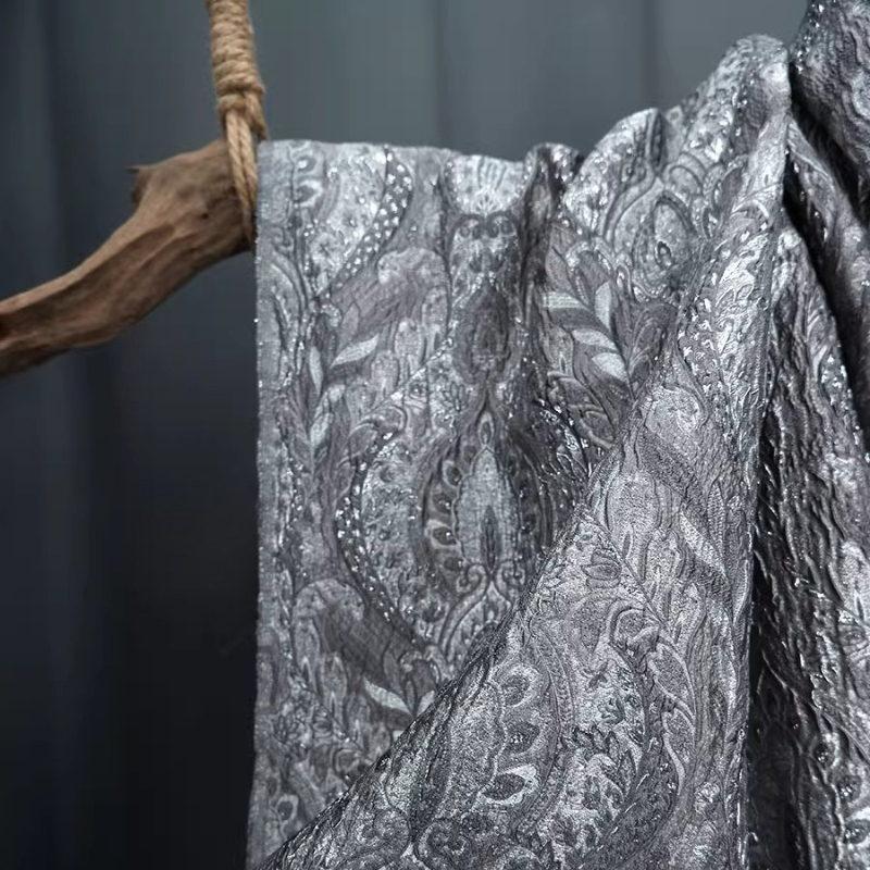 Gray Court Style Shiny Jacquar - Home Textiles Design 评论和价格