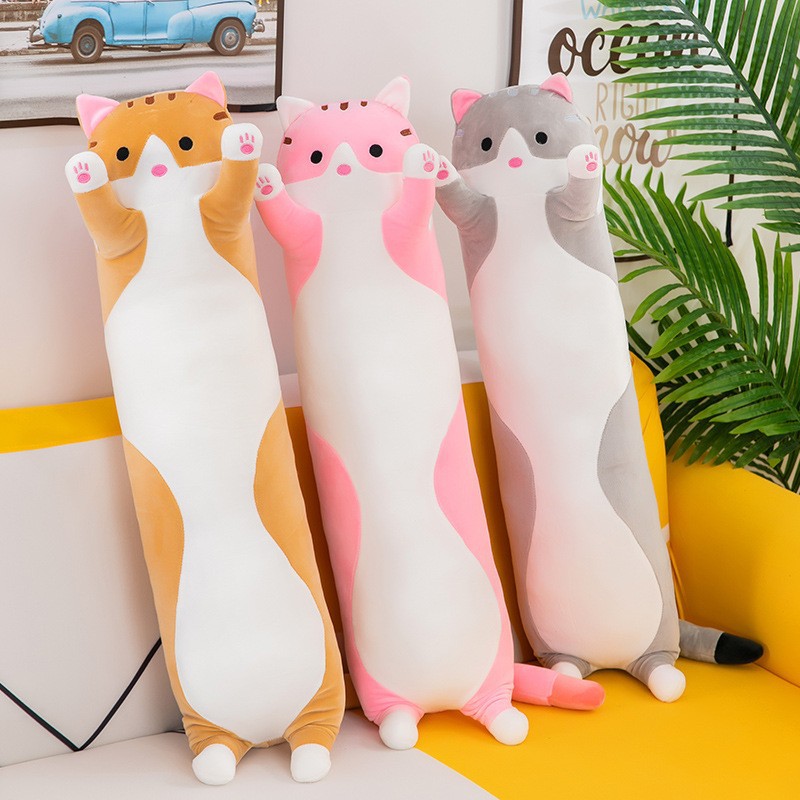 Cute Cat Plush Toy Long Pink B - Bolster Pillow Long 评论和价格