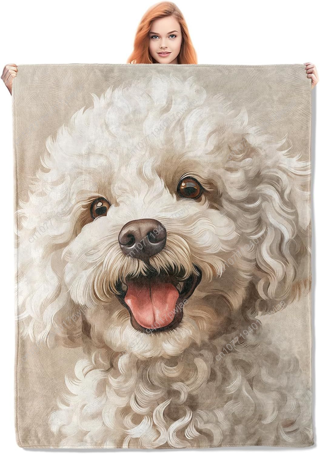 Joyful Poodle Portrait Blanket - Home Textiles Design 评论和价格