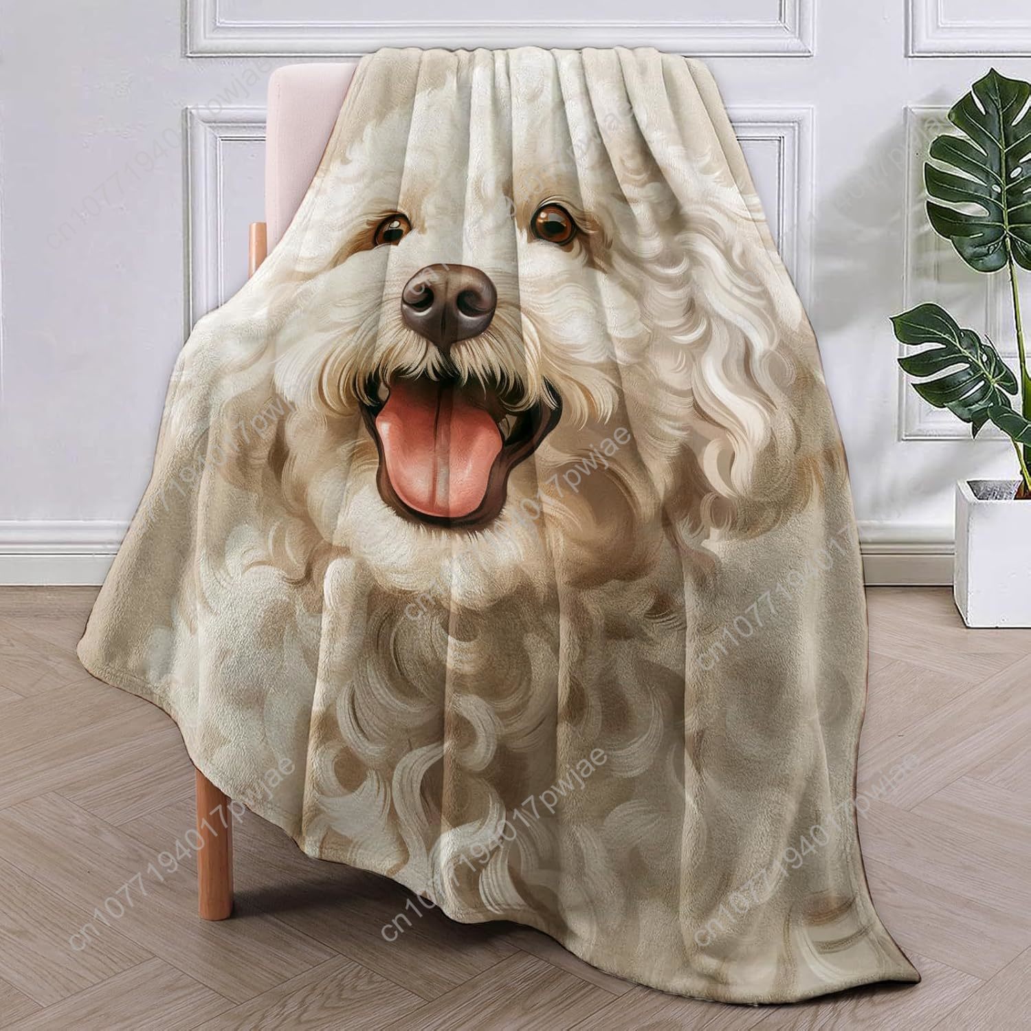 Joyful Poodle Portrait Blanket - Home Textiles Design 评论和价格