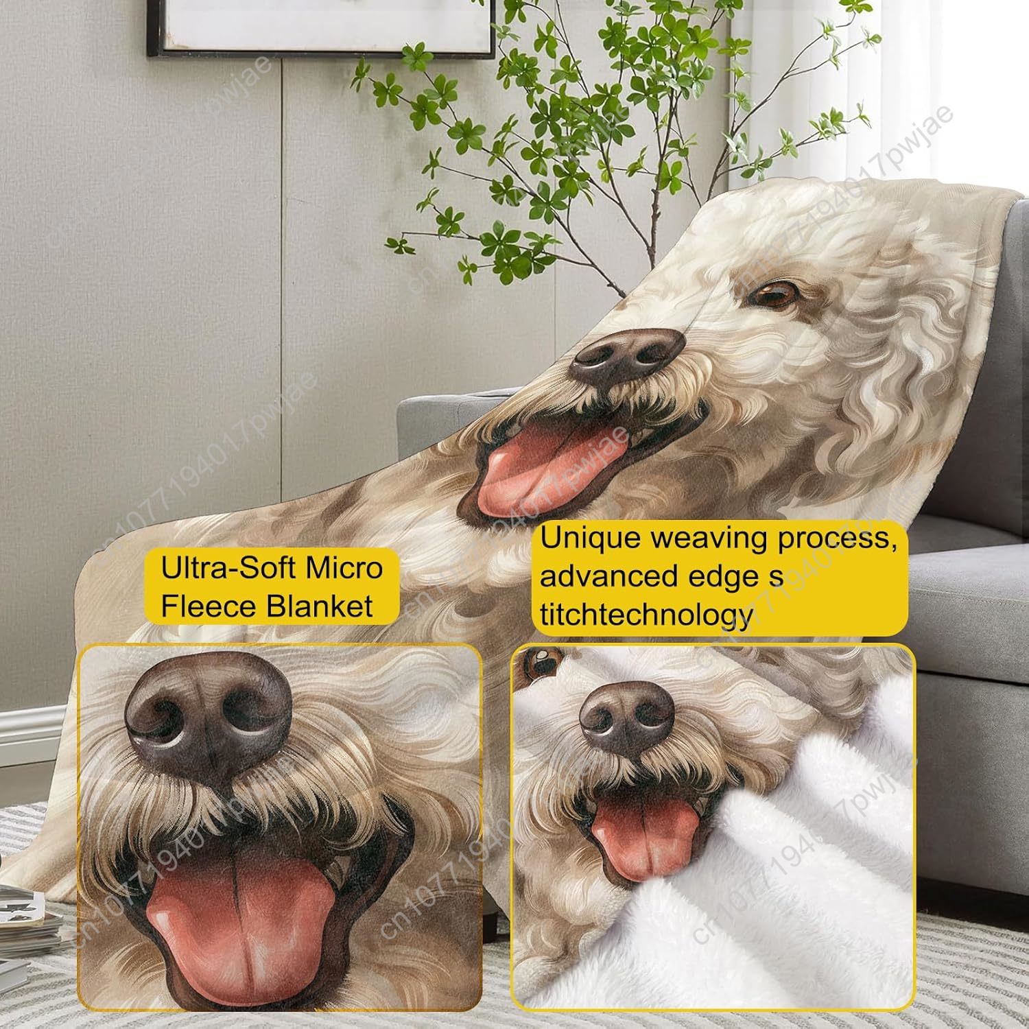 Joyful Poodle Portrait Blanket - Home Textiles Design 评论和价格