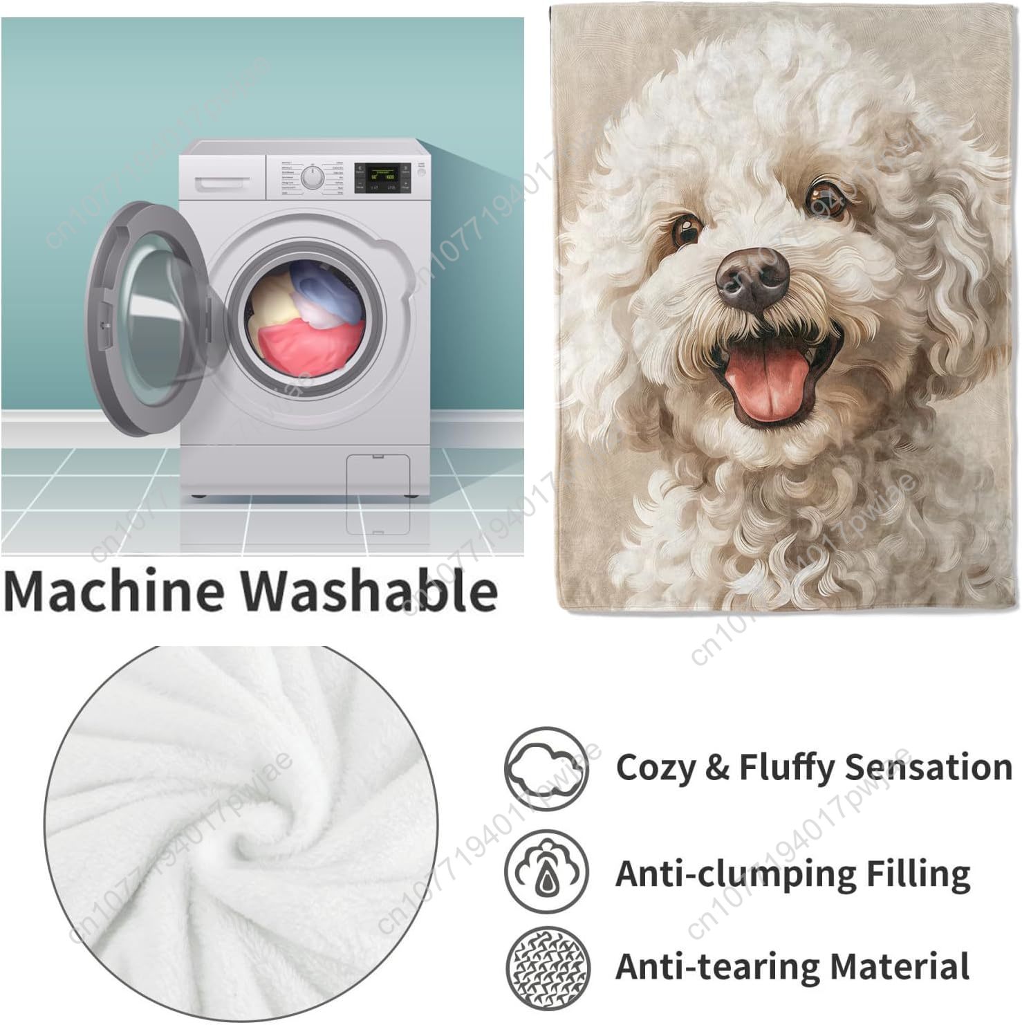 Joyful Poodle Portrait Blanket - Home Textiles Design 评论和价格